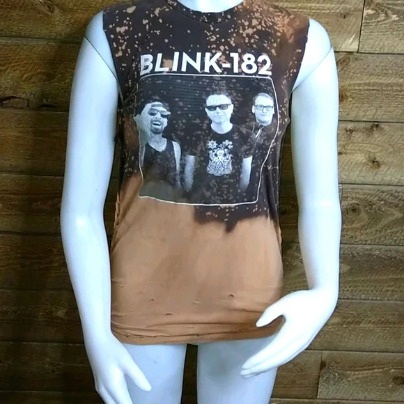 Blink-182 Customized Muscle Tank Brown and Tan T11 - Picture 2 of 10